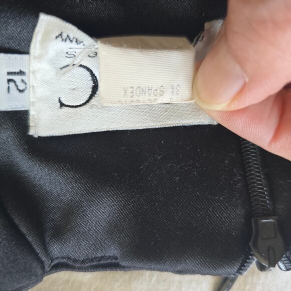 Vintage CDC Floral Embroidered Y2K Satin Mini Dress Black Size 12 Stretch - Picture 6 of 8